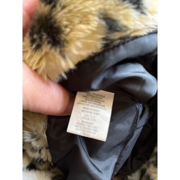 Tan black white faux fur leopard print bucket hat - Picture 6 of 8